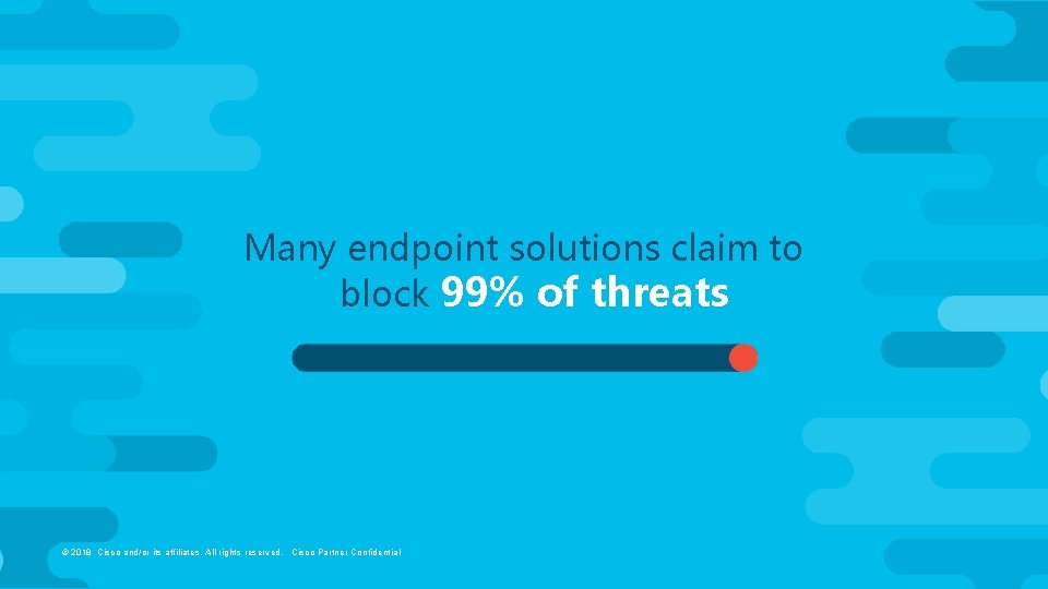Many endpoint solutions claim to block 99% of threats © 2018 Cisco and/or its