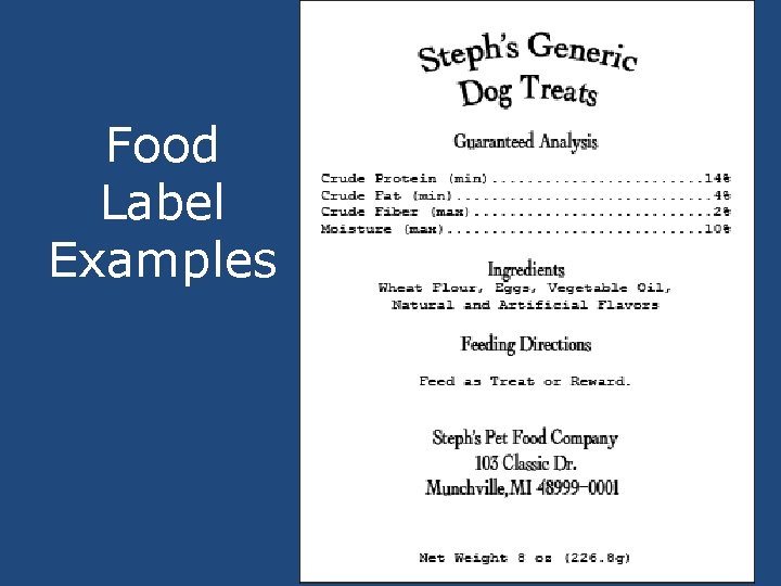Food Label Examples 