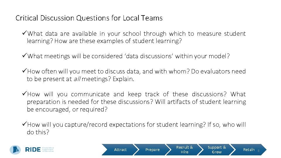 Critical Discussion Questions for Local Teams üWhat data are available in your school through