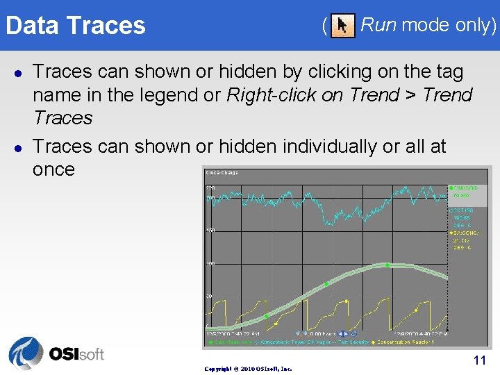Data Traces l l ( Run mode only) Traces can shown or hidden by