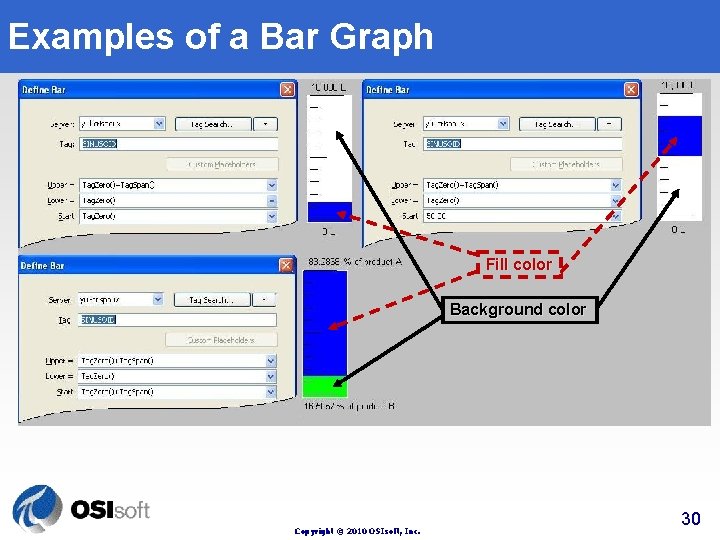 Examples of a Bar Graph Fill color Background color Copyright © 2010 OSIsoft, Inc.