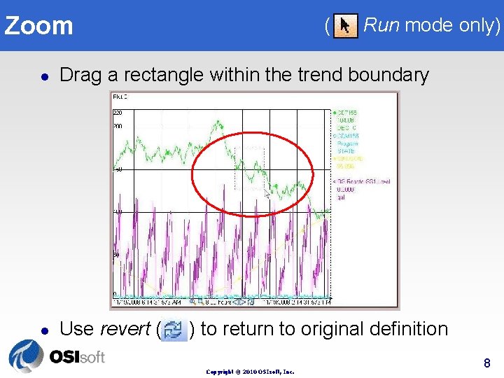 Zoom ( Run mode only) l Drag a rectangle within the trend boundary l