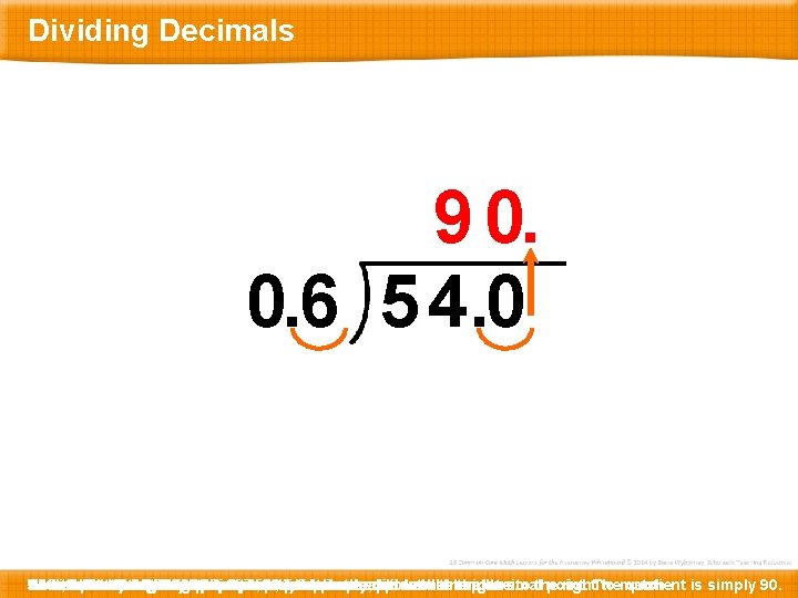Dividing Decimals 9 0. 0. 6 5 4. 0 Before N Let’s … 54