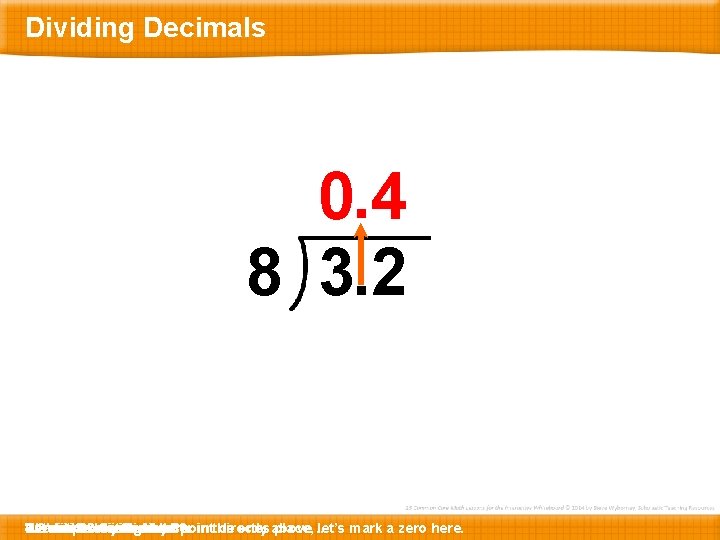 Dividing Decimals 0. 4 8 3. 2 What H Let’s … Since 3. 2