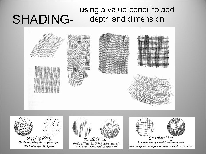 SHADING- using a value pencil to add depth and dimension 