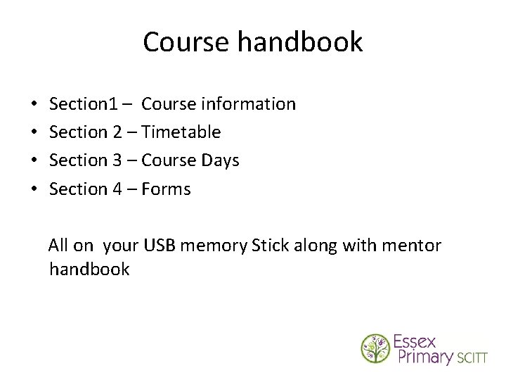 Course handbook • • Section 1 – Course information Section 2 – Timetable Section