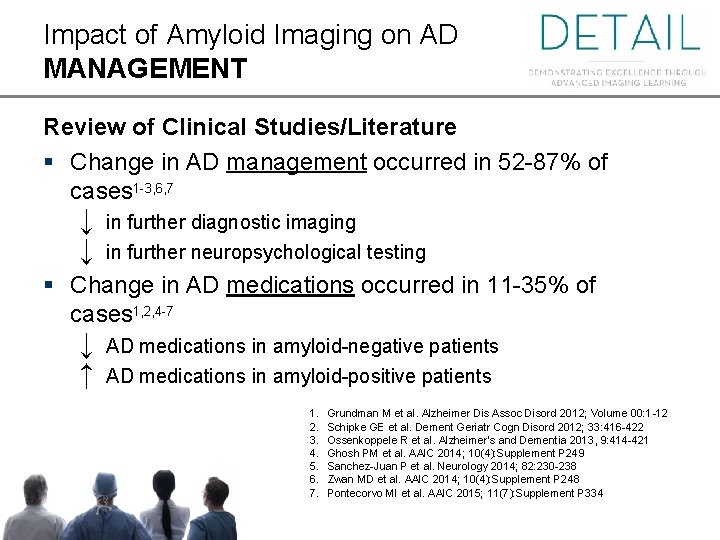 Impact of Amyloid Imaging on AD MANAGEMENT Review of Clinical Studies/Literature § Change in