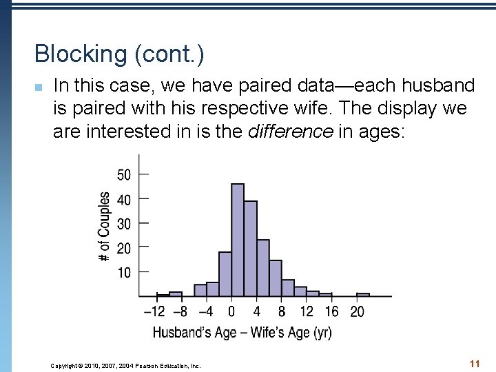 Blocking (cont. ) n In this case, we have paired data—each husband is paired