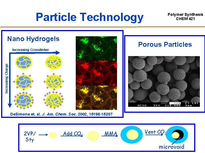 Particle Technology Nano Hydrogels Porous Particles Increasing Charge Increasing Crosslinker + + + +