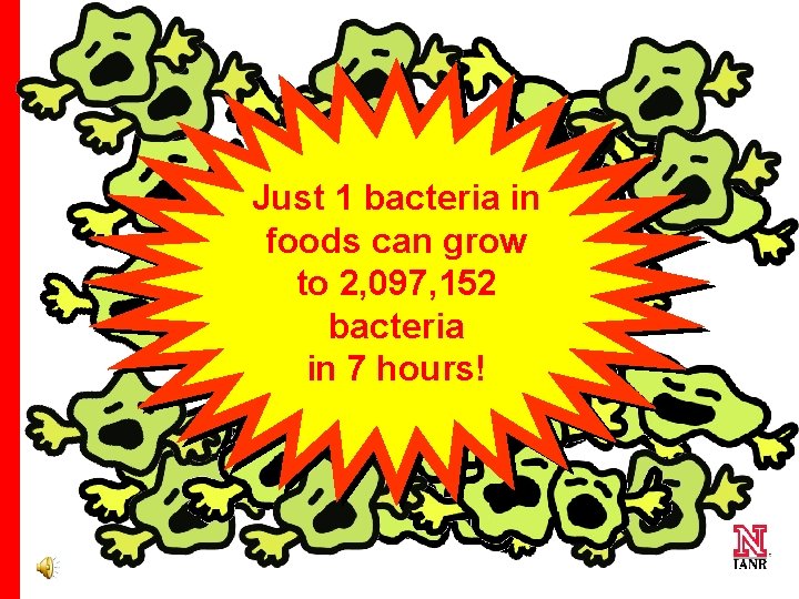 Just 1 bacteria in foods can grow to 2, 097, 152 bacteria in 7