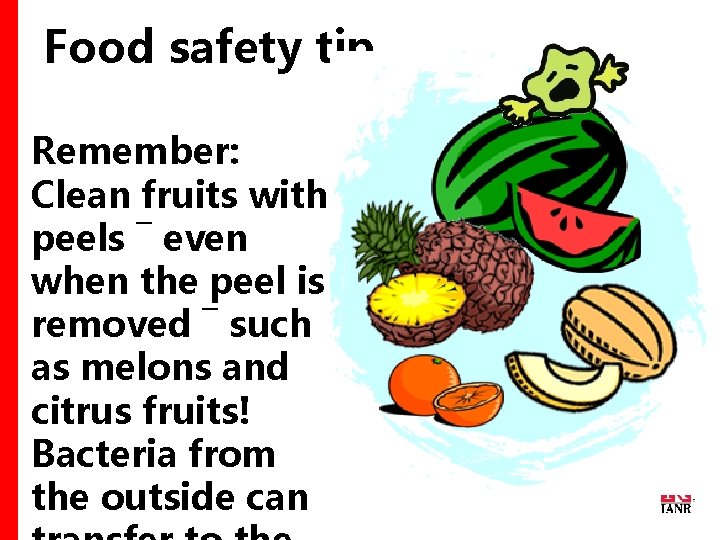 Food safety tip Remember: Clean fruits with peels ― even when the peel is