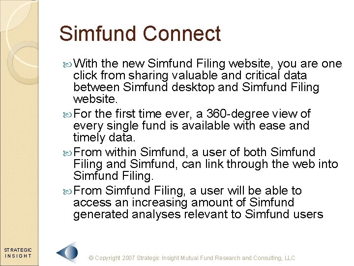 Simfund Connect With the new Simfund Filing website, you are one click from sharing