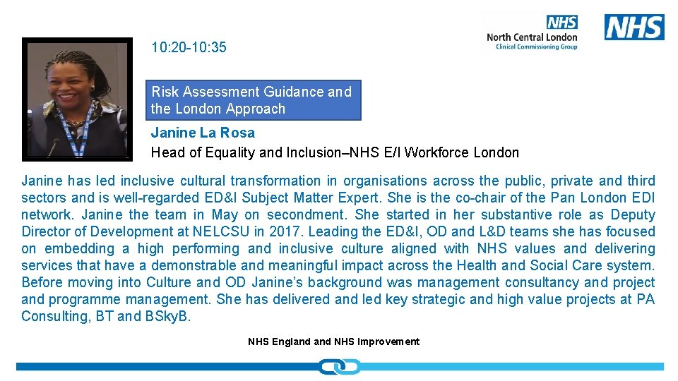 10: 20 -10: 35 Risk Assessment Guidance and the London Approach Janine La Rosa