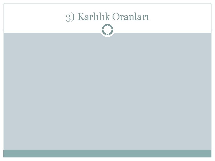 3) Karlılık Oranları 