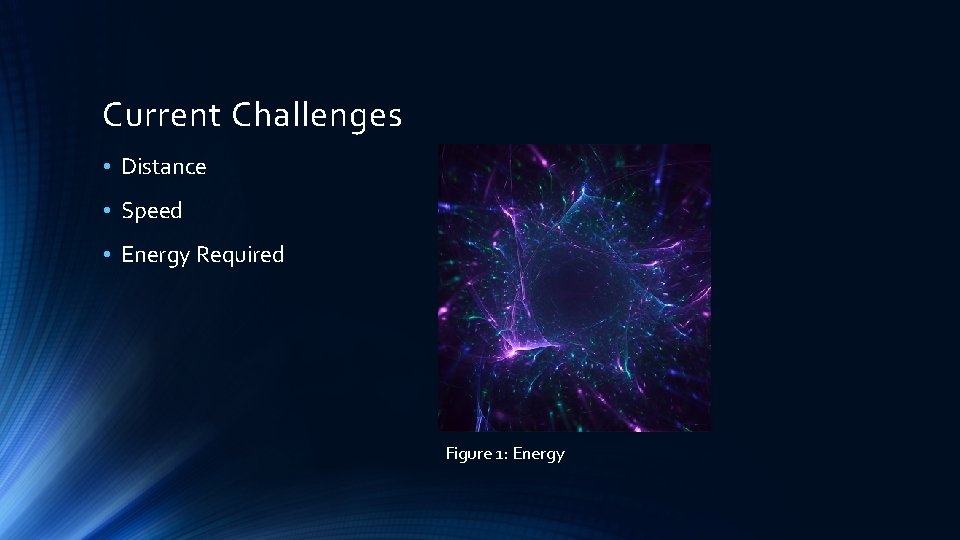 Current Challenges • Distance • Speed • Energy Required Figure 1: Energy 