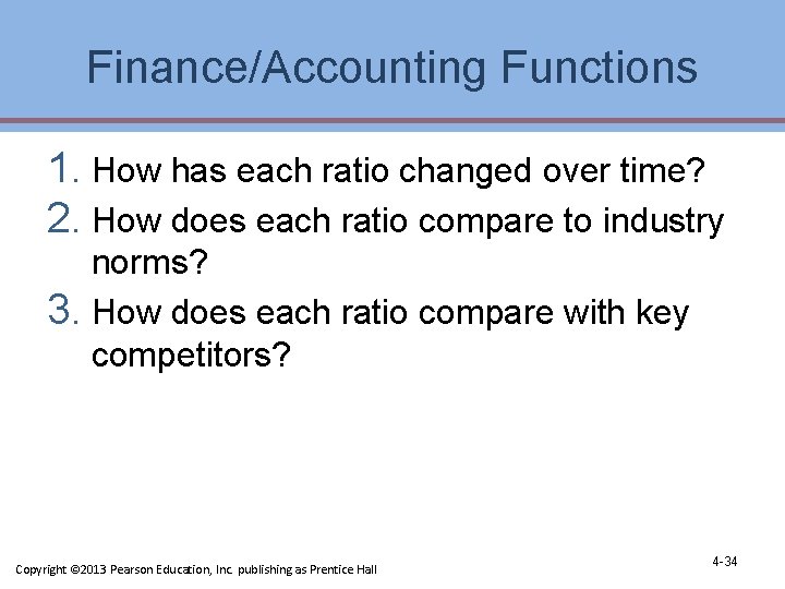 Finance/Accounting Functions 1. How has each ratio changed over time? 2. How does each Finance/Accounting Functions 1. How has each ratio changed over time? 2. How does each