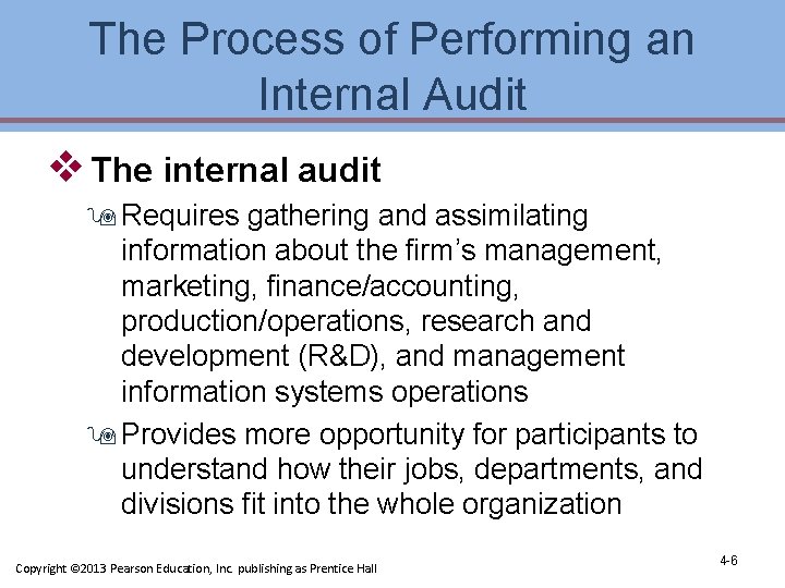 The Process of Performing an Internal Audit v The internal audit 9 Requires gathering The Process of Performing an Internal Audit v The internal audit 9 Requires gathering