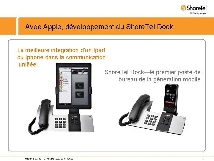 Avec Apple, développement du Shore. Tel Dock La meilleure integration d’un Ipad ou Iphone