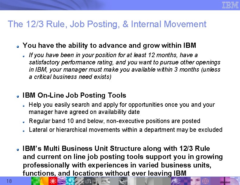The 12/3 Rule, Job Posting, & Internal Movement You have the ability to advance