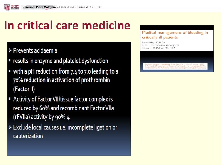 In critical care medicine 