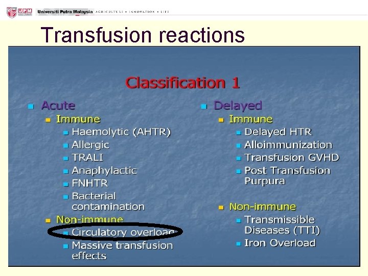 Transfusion reactions 