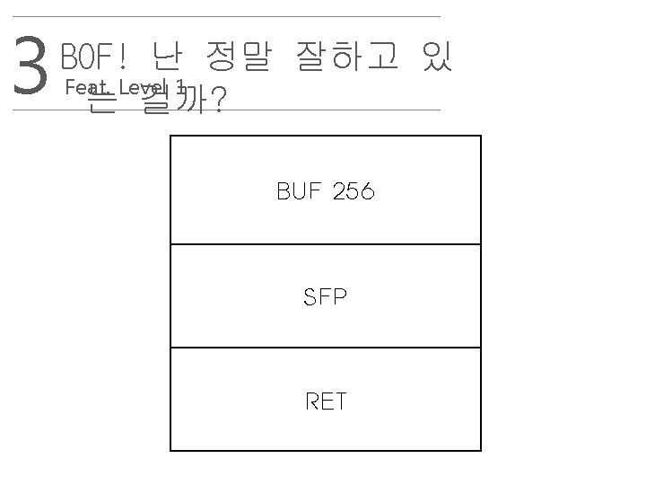 3 BOF! 난 정말 잘하고 있 Feat. Level 1 는 걸까? BUF 256 SFP