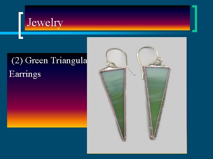 Jewelry (2) Green Triangular Earrings 