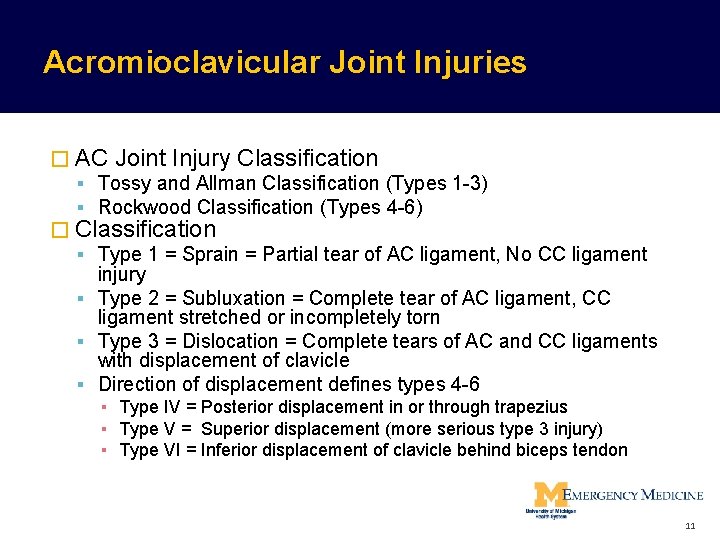 Acromioclavicular Joint Injuries � AC Joint Injury Classification Tossy and Allman Classification (Types 1 Acromioclavicular Joint Injuries � AC Joint Injury Classification Tossy and Allman Classification (Types 1