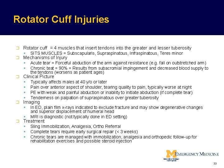 Rotator Cuff Injuries � � Rotator cuff = 4 muscles that insert tendons into Rotator Cuff Injuries � � Rotator cuff = 4 muscles that insert tendons into