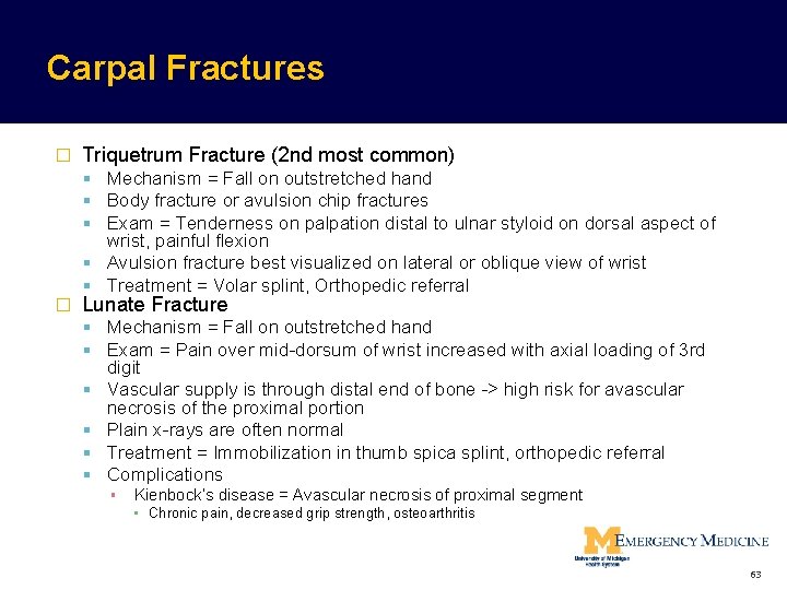 Carpal Fractures � Triquetrum Fracture (2 nd most common) Mechanism = Fall on outstretched Carpal Fractures � Triquetrum Fracture (2 nd most common) Mechanism = Fall on outstretched