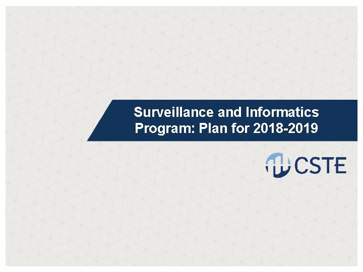 Surveillance and Informatics Program: Plan for 2018 -2019 
