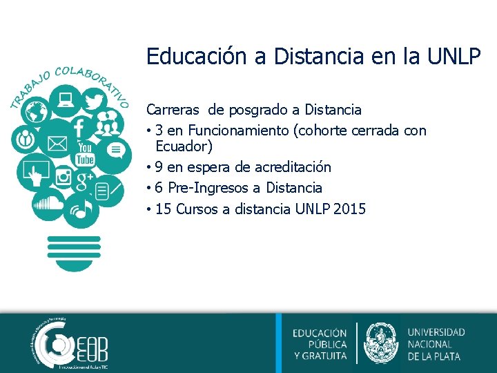 Educación a Distancia en la UNLP Carreras de posgrado a Distancia • 3 en