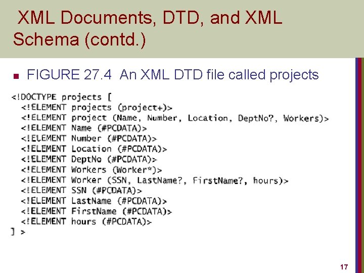 XML Documents, DTD, and XML Schema (contd. ) n FIGURE 27. 4 An XML