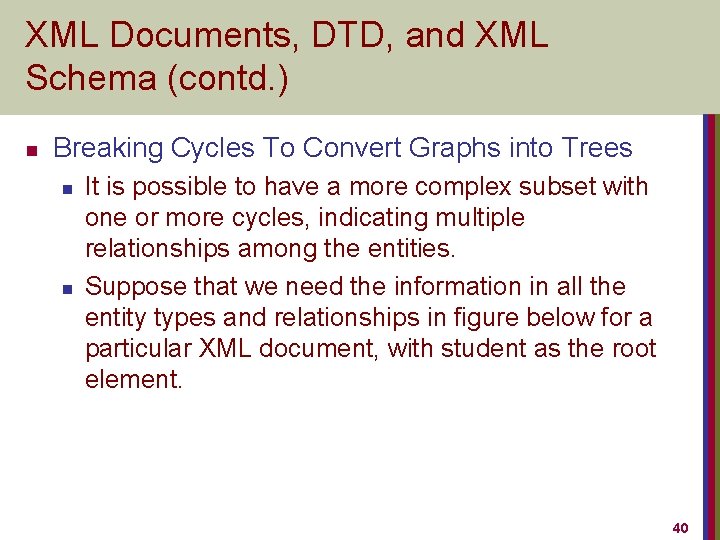 XML Documents, DTD, and XML Schema (contd. ) n Breaking Cycles To Convert Graphs