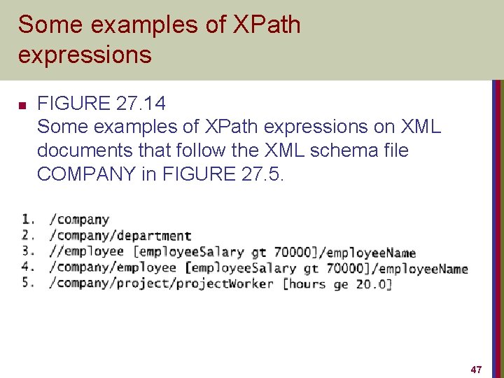 Some examples of XPath expressions n FIGURE 27. 14 Some examples of XPath expressions