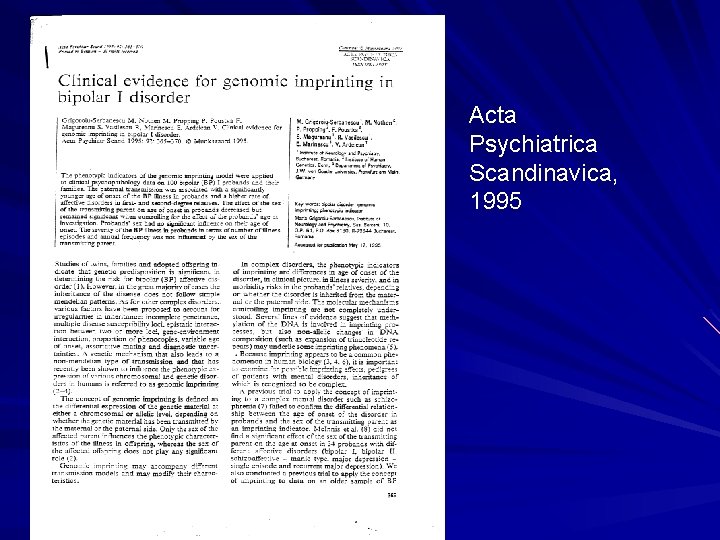 Acta Psychiatrica Scandinavica, 1995 