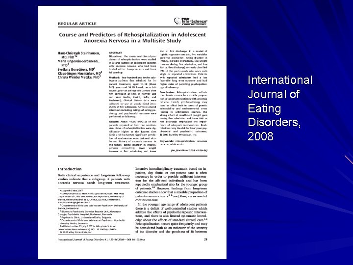 International Journal of Eating Disorders, 2008 