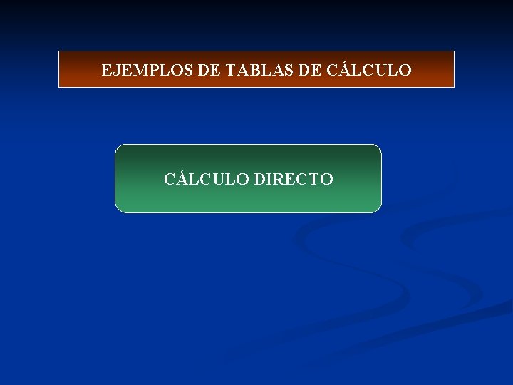 EJEMPLOS DE TABLAS DE CÁLCULO DIRECTO 