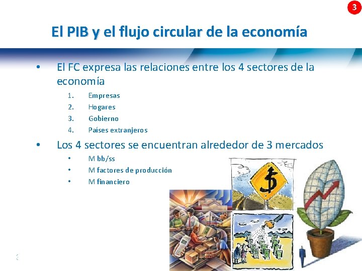 El PIB y el flujo circular de la economía • El FC expresa las