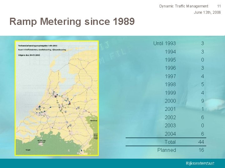 Dynamic Traffic Management 11 June 13 th, 2006 Ramp Metering since 1989 Until 1993