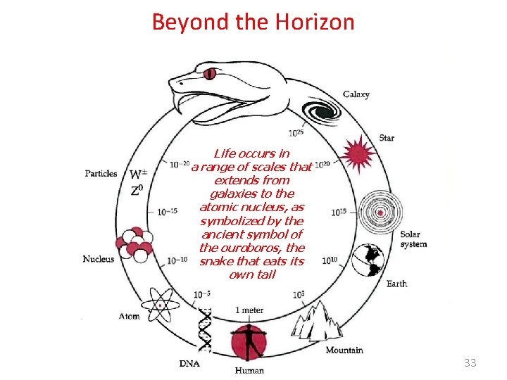 Beyond the Horizon Science is Seeing Life occurs in a range of scales that