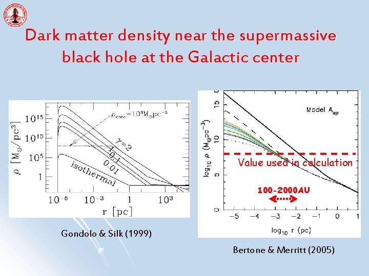 Dark matter density near the supermassive black hole at the Galactic center Value used