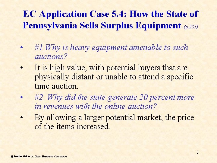 EC Application Case 5. 4: How the State of Pennsylvania Sells Surplus Equipment (p.