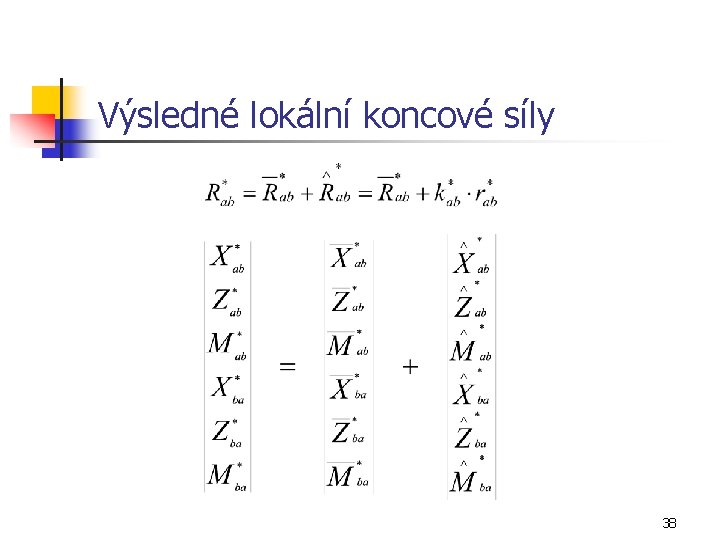 Výsledné lokální koncové síly 38 