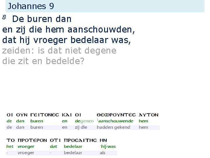 Johannes 9 De buren dan en zij die hem aanschouwden, dat hij vroeger bedelaar