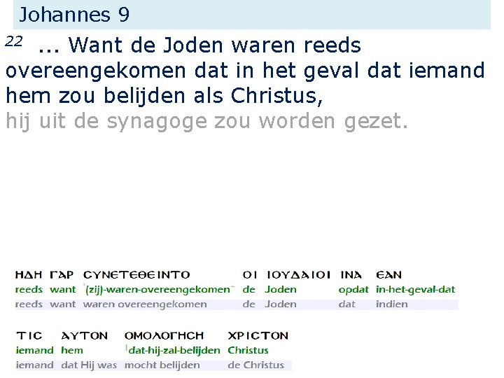 Johannes 9 . . . Want de Joden waren reeds overeengekomen dat in het