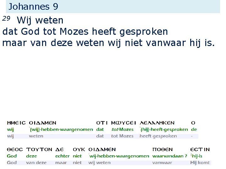 Johannes 9 Wij weten dat God tot Mozes heeft gesproken maar van deze weten