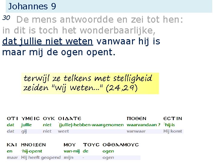 Johannes 9 De mens antwoordde en zei tot hen: in dit is toch het