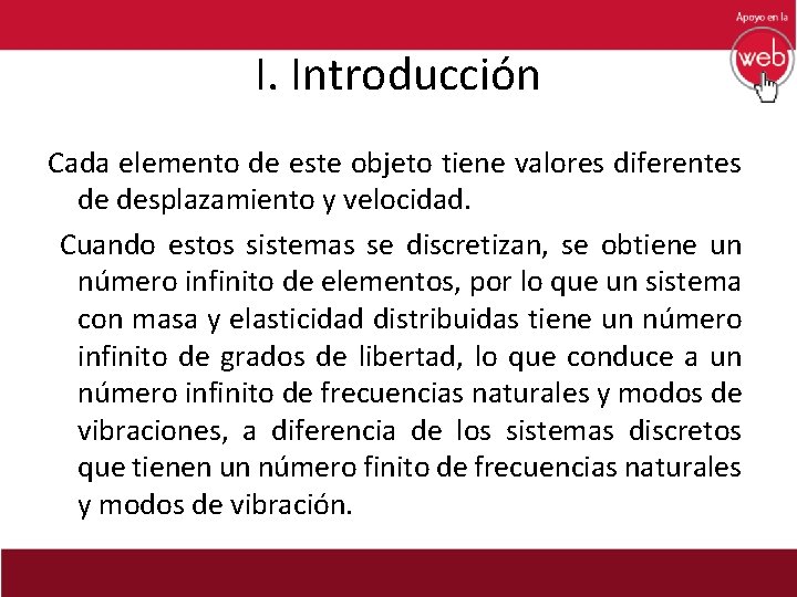 I. Introducción Cada elemento de este objeto tiene valores diferentes de desplazamiento y velocidad.