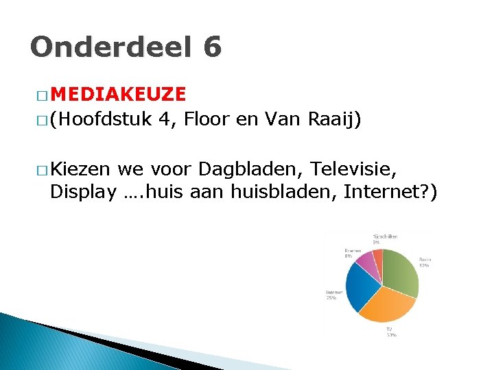 Onderdeel 6 � MEDIAKEUZE � (Hoofdstuk � Kiezen 4, Floor en Van Raaij) we